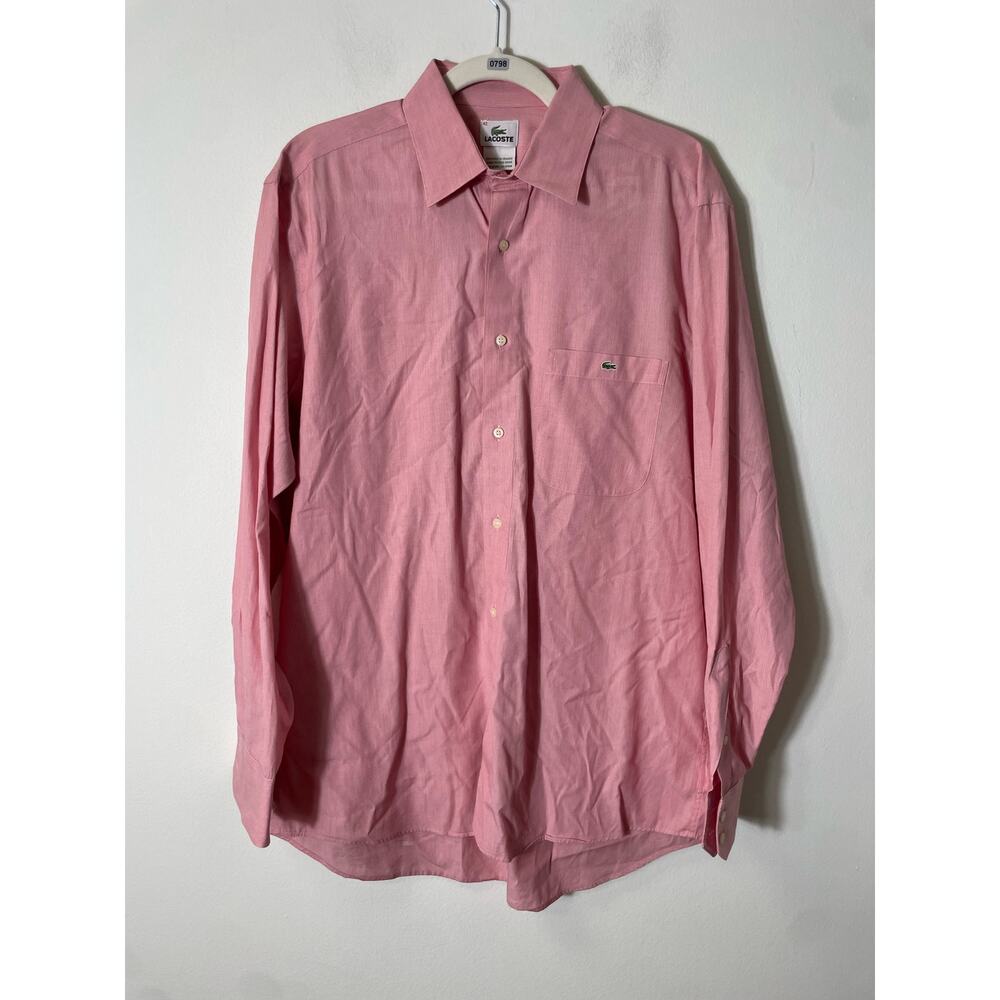 Lacoste Red Pinstriped Button Up Shirt Sz 42/L